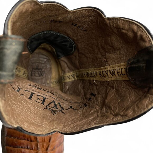 Reywelt Leather Crocodile or Alligator Western Square Toe Cowboy Boots Men's 7.5 - Picture 11 of 14